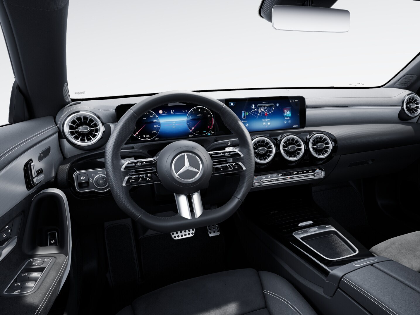 The new Mercedes-Benz CLA Coupé with AMG line in the interior.