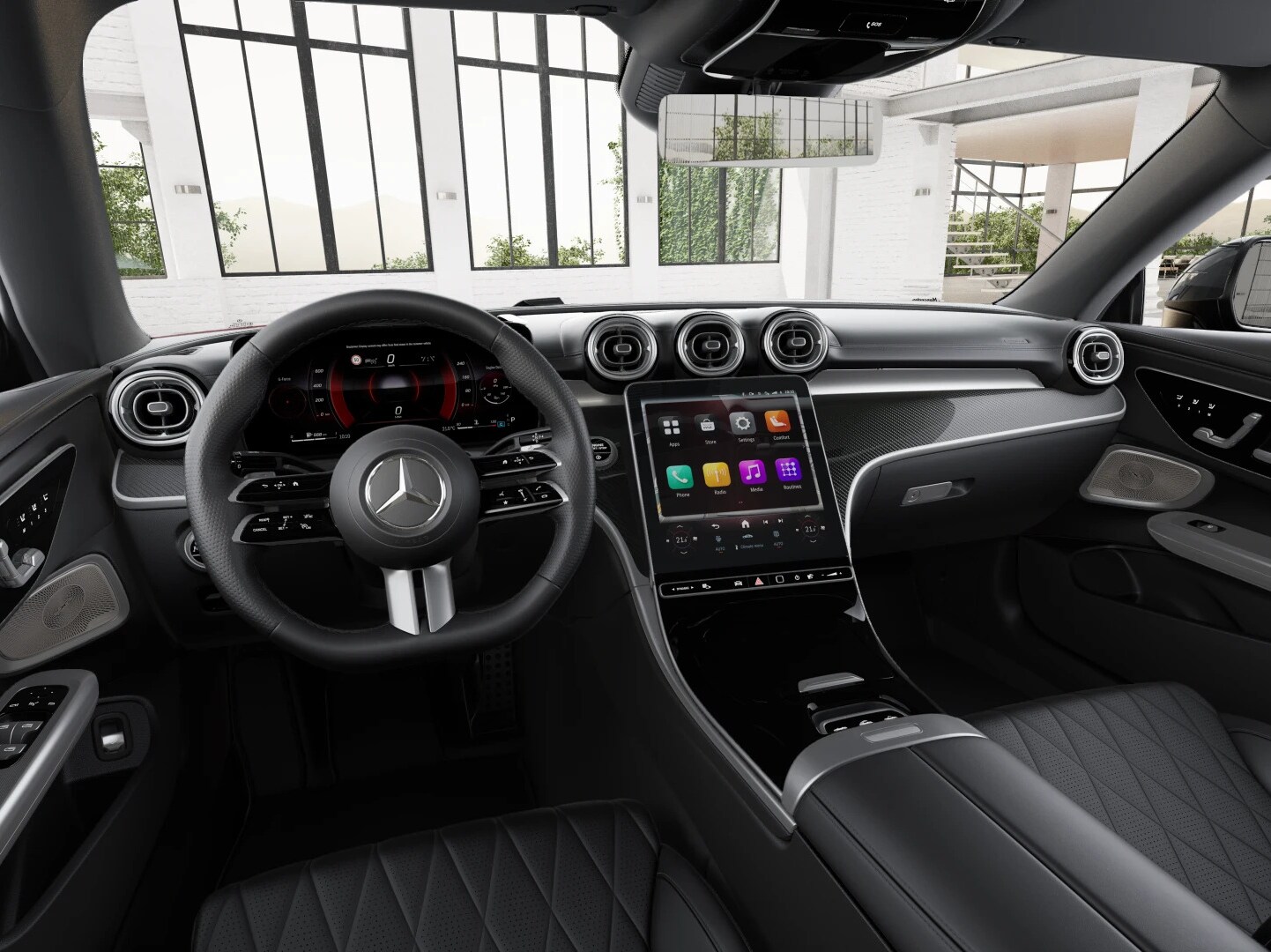 The AMG Line interior equipment in the CLE Cabriolet from Mercedes-Benz.