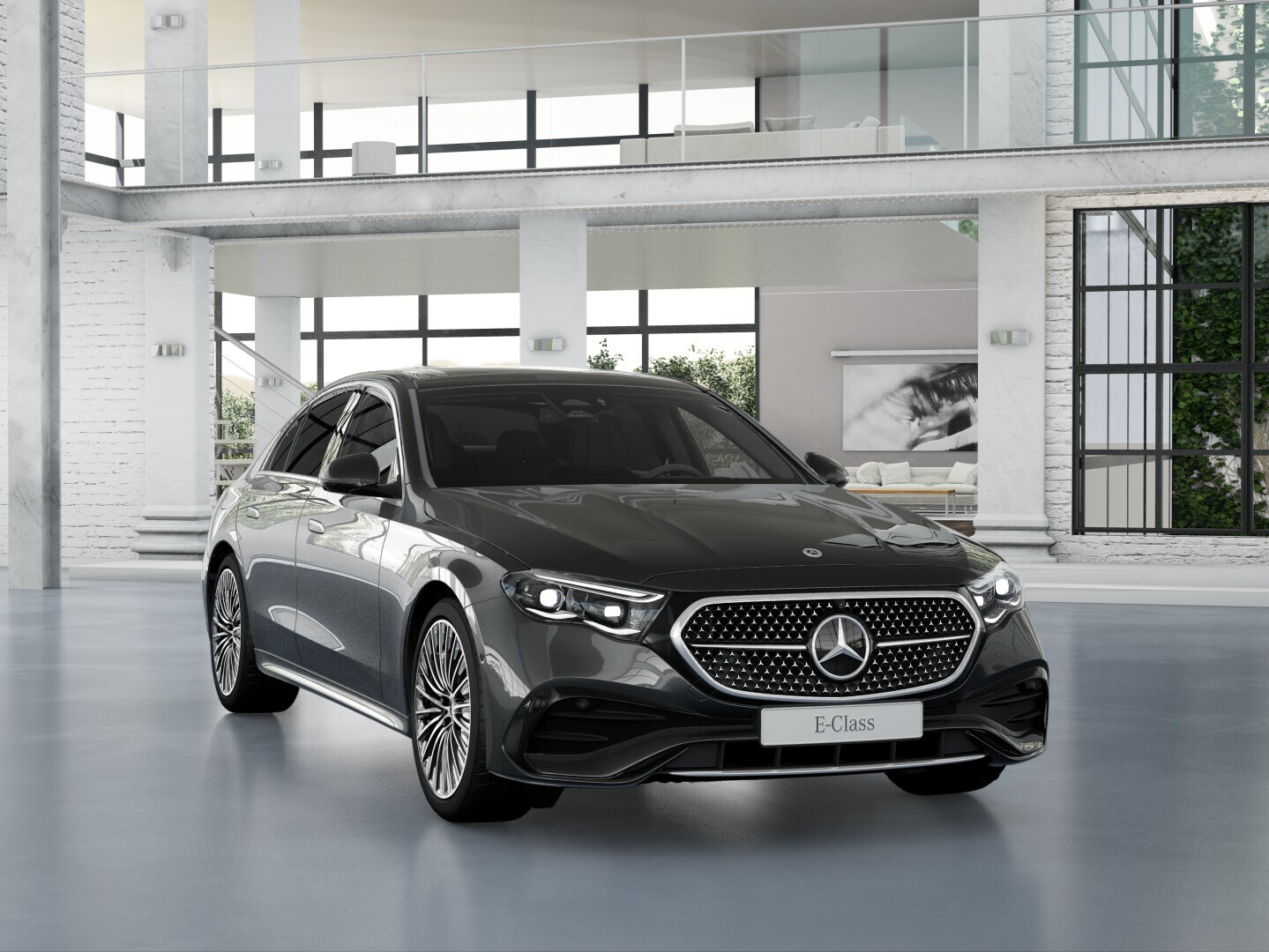The exterior of the new E-Class Saloon from Mercedes Benz with the Night Package equipment line.