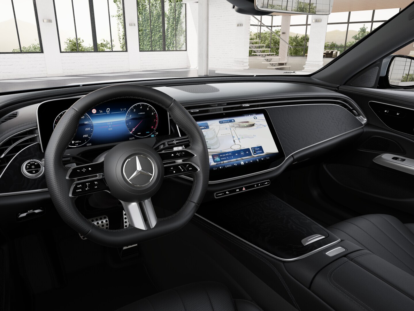 The interior of the new E-Class Saloon from Mercedes-Benz with the AMG Line equipment line.