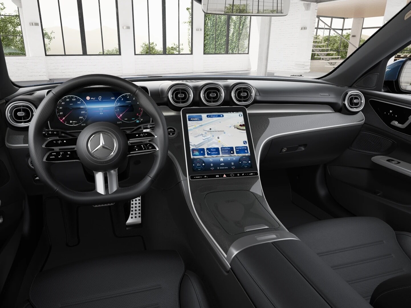 The image shows the Mercedes-Benz C-Class Estate with AMG Line.