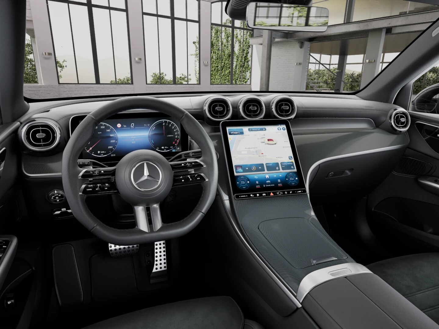 Interior of the new GLC SUV from Mercedes-Benz with the AVANTGARDE design and equipment line