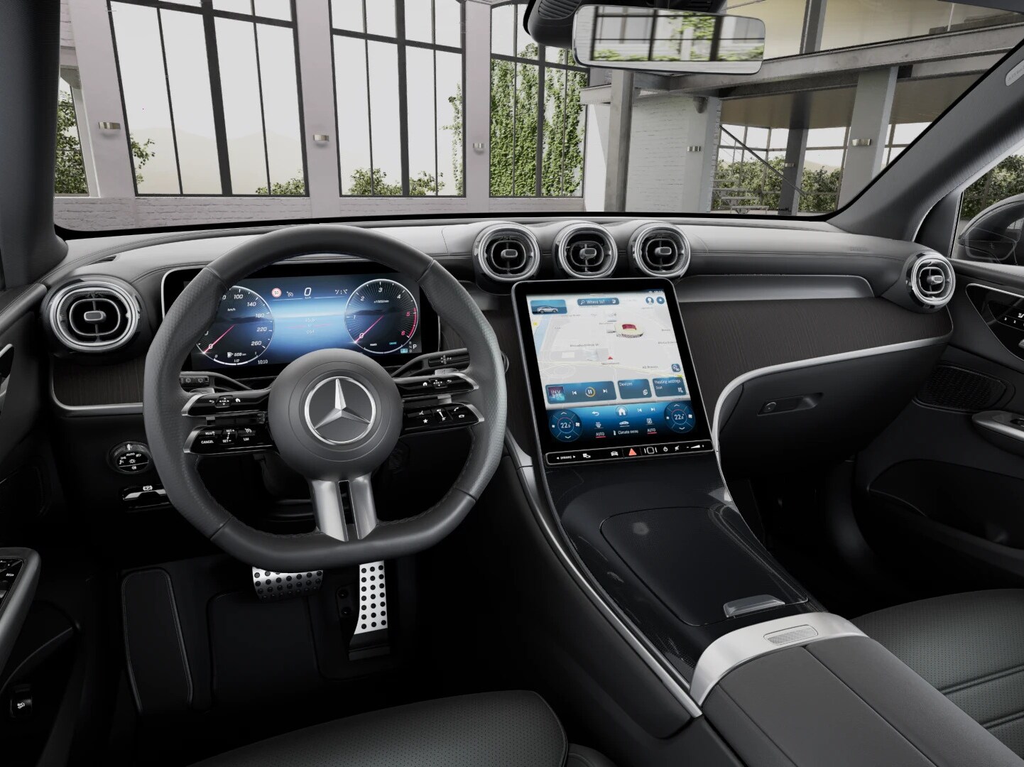Interior of the new GLC SUV from Mercedes-Benz with the AMG Line design and equipment line.