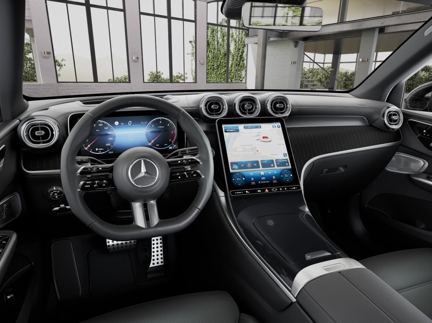 Interior of the new GLC SUV from Mercedes-Benz with the AMG Line design and equipment line.