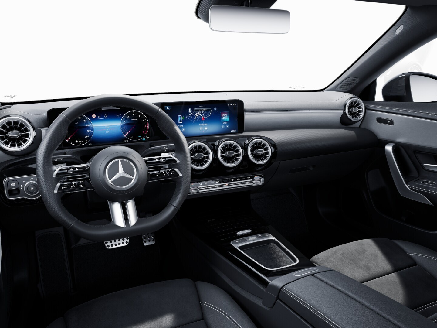 The new Mercedes-Benz CLA Shooting Brake with AMG line in the interior.