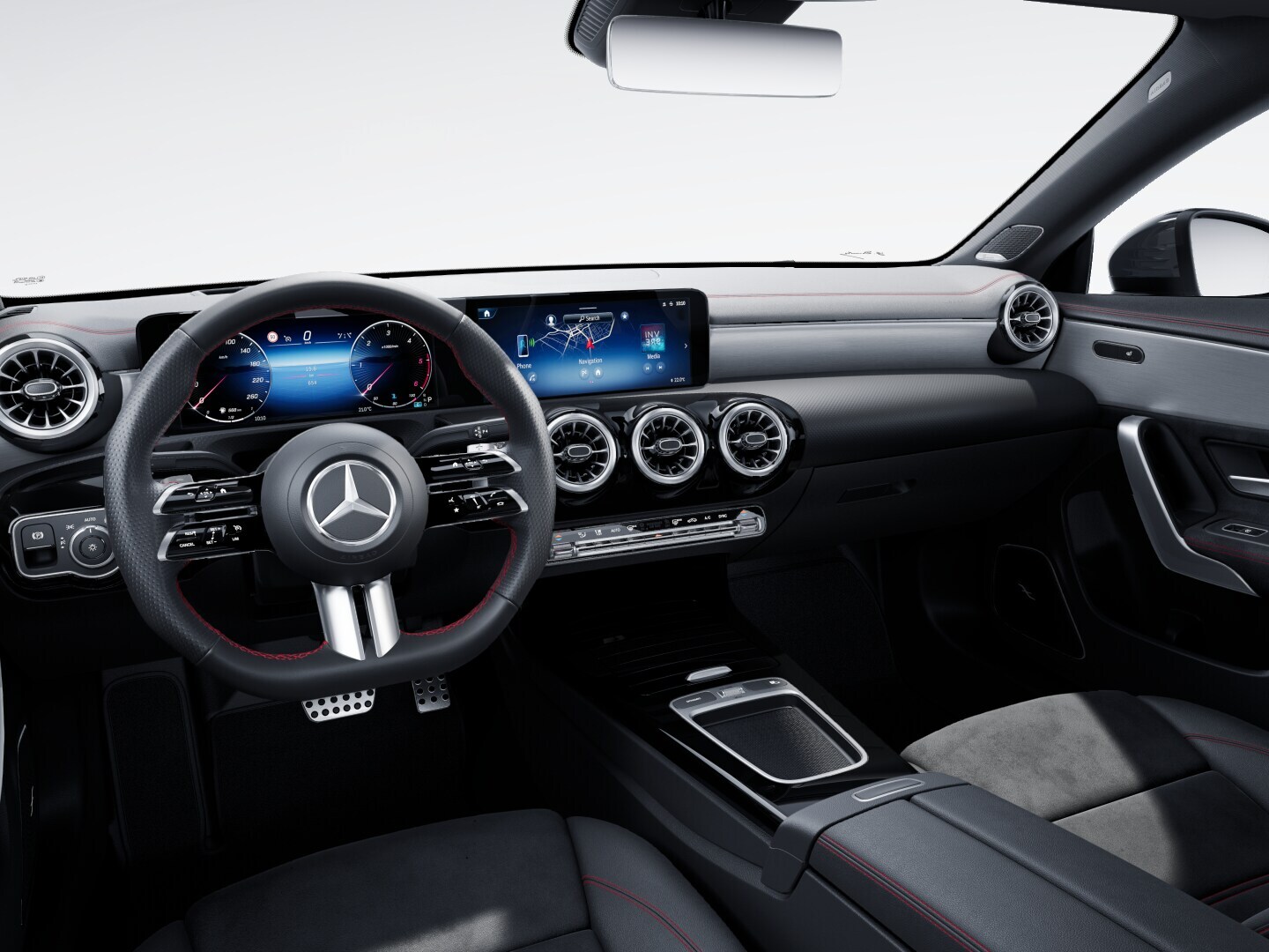 The new Mercedes-Benz CLA Shooting Brake with AMG line in the interior.
