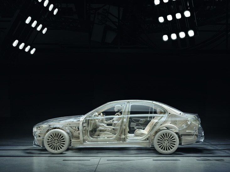 X-ray crash testing Mercedes-Benz.