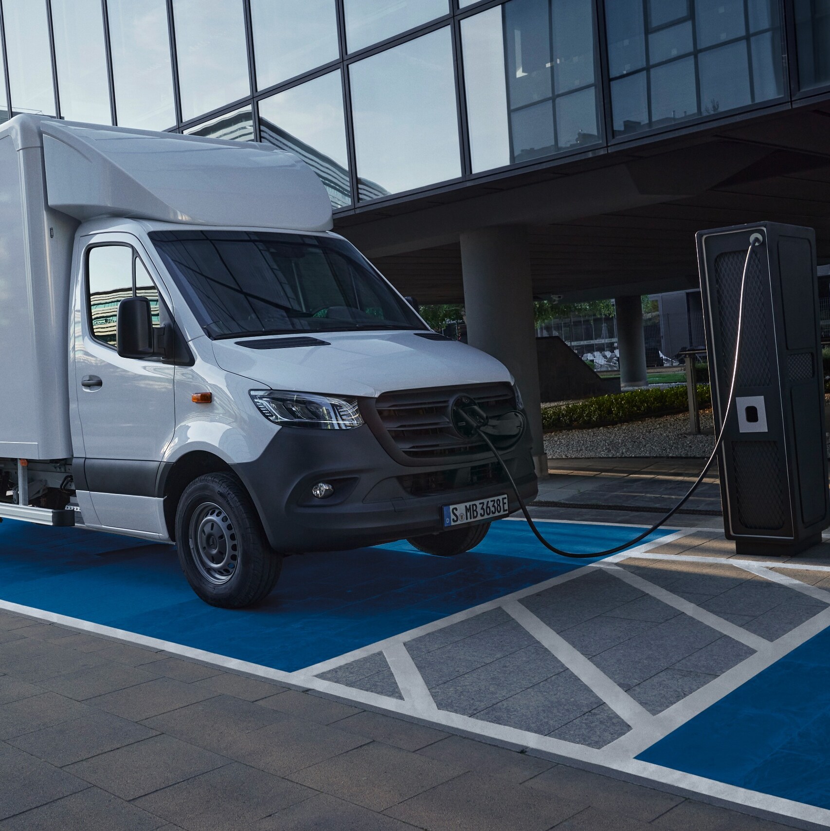 The Mercedes-Benz eSprinter Chassis as a platform vehicle on the road.