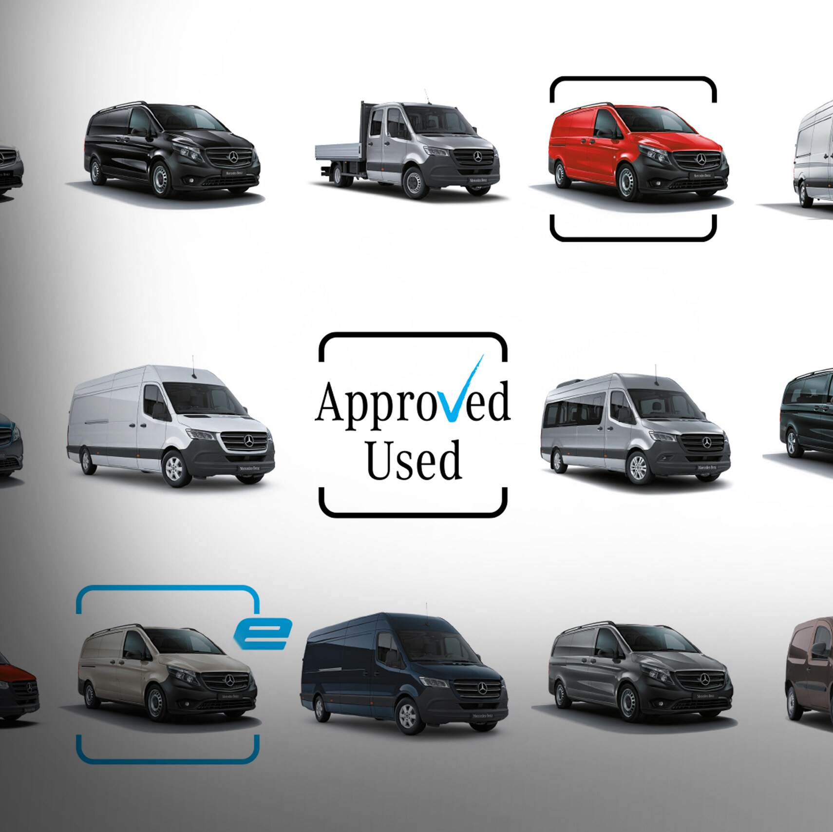 A selection of Mercedes-Benz Approved Used vans.