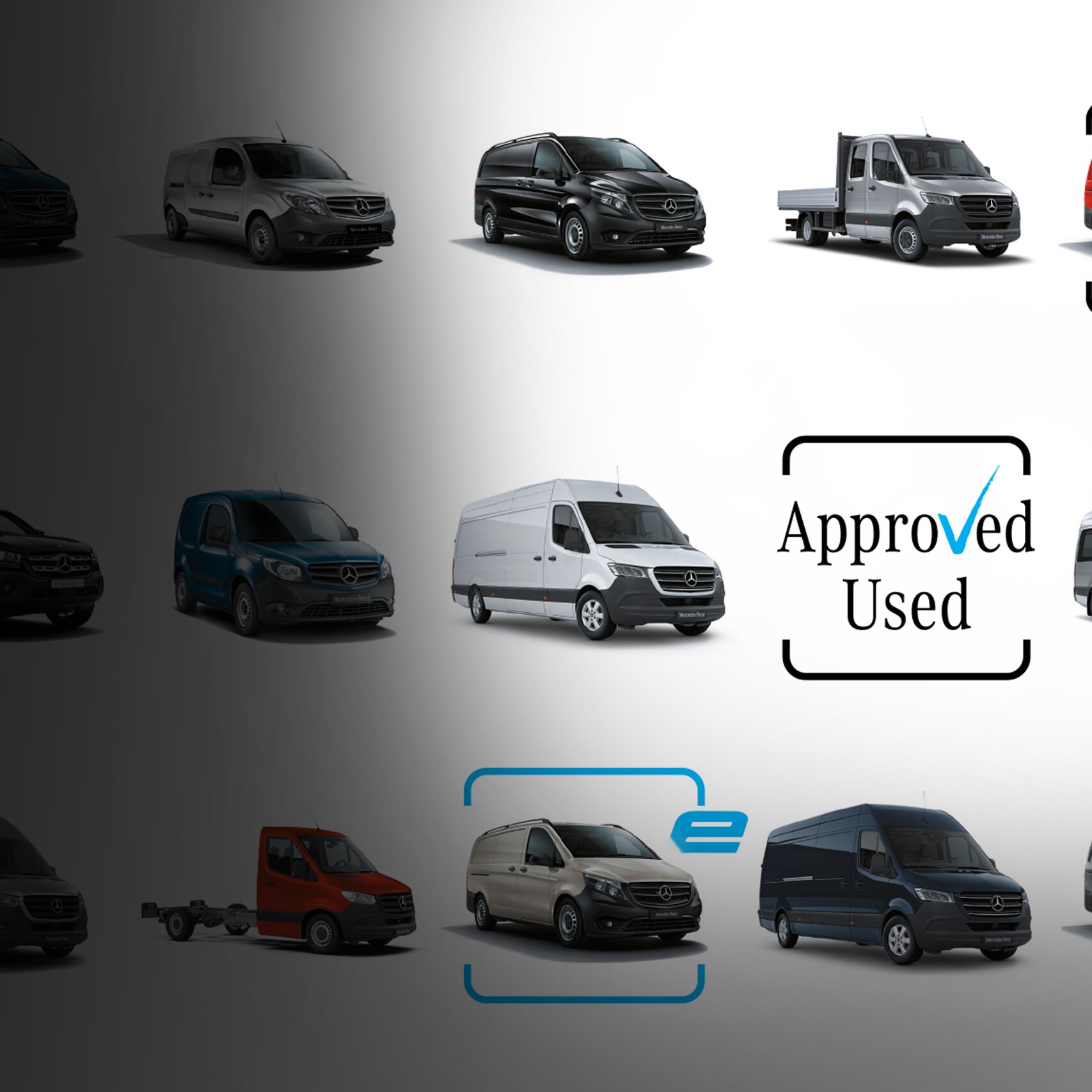 A selection of Mercedes-Benz Approved Used vans.