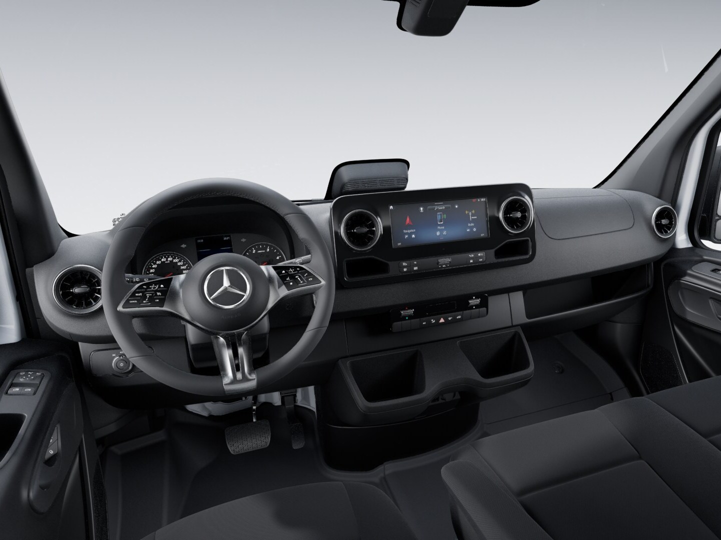 The driver's cab of the Mercedes-Benz Sprinter Panel Van in the SELECT equipment line.