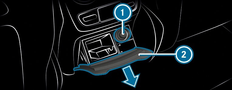 mercedes glc cigarette lighter location Using the cigarette lighter in the rear compartment | GLC SUV April 2019  X253 MBUX