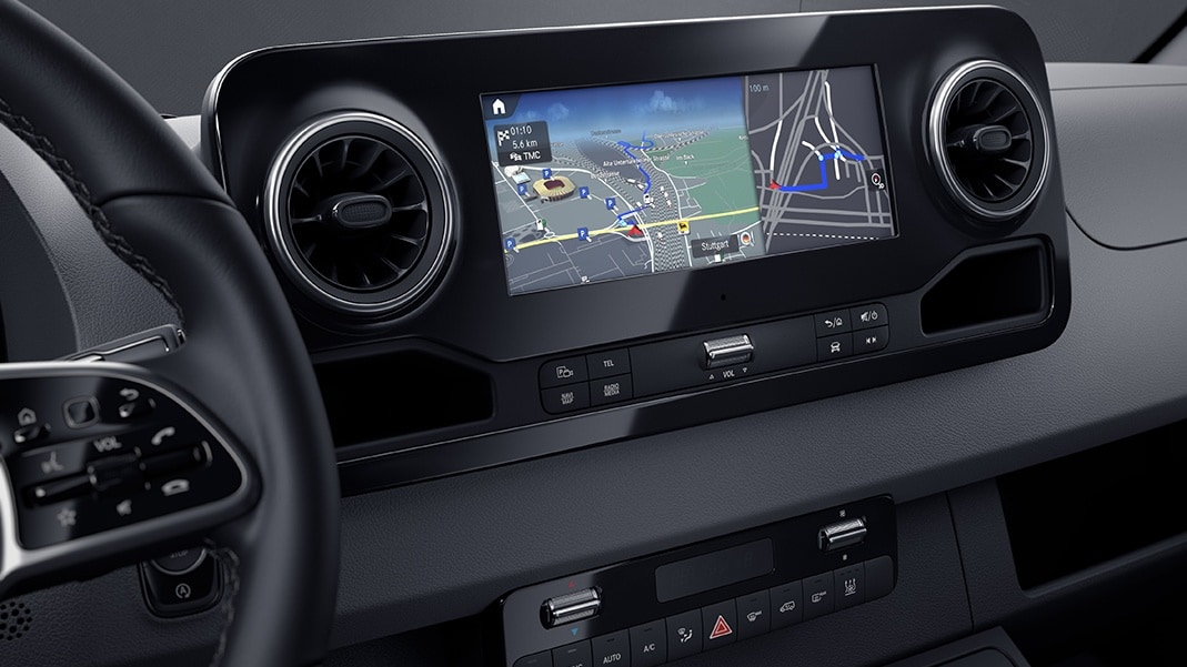 The MBUX infotainment system debuts in the new Sprinter.